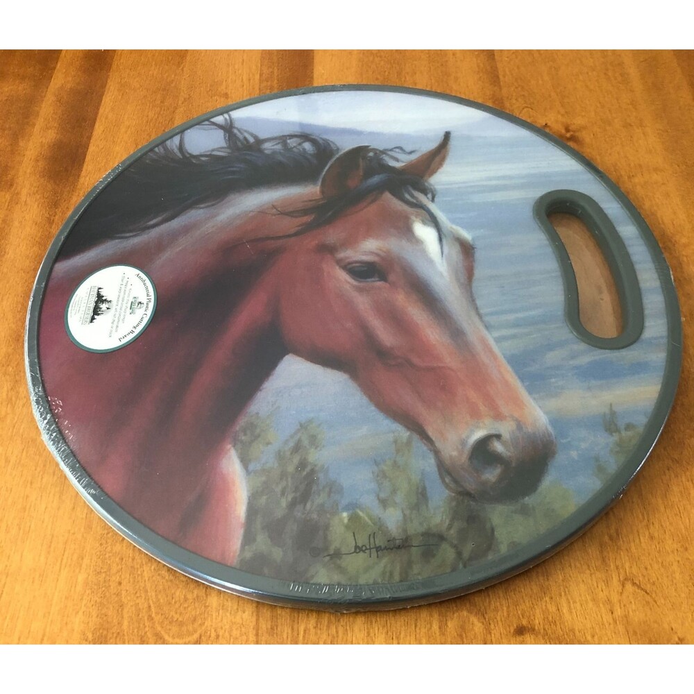 Rivers Edge Antibacterial Plastic Cutting Board Horse Round 14" Hautman Bros NEW